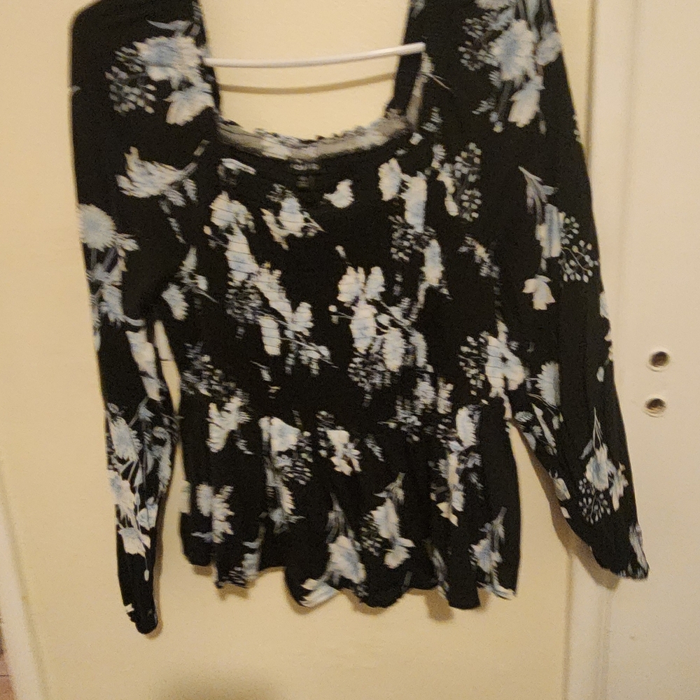 Torrid Blue Floral blouse cold shoulder